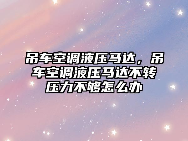 吊車空調(diào)液壓馬達，吊車空調(diào)液壓馬達不轉(zhuǎn)壓力不夠怎么辦